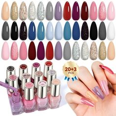 Specification 1.Brand: Saviland 2.Type: Nail Polish 3.Colors: 20 Colors 4.Ingredients/Material: Castor oil, Vitamin E 5.Package Includes/Shelf Life: 20*Nail Polish, 1*Base Polish Coat, 1*Matte Top Polish Coat, 1*Glossy Top Polish Coat Features 1. SAVILAND Nail Polish Set comprises 20 carefully chosen pure and glitter shades. Apply thinly, can air dry in 30-60s. 2. Plant-based and healthy formula, rich in castor oil, promoting healthy and strong nails. 3. SAVILAND nail polish, featuring color loc Quick Dry Nail Polish, Regular Nail Polish, Dry Nails Quick, Nail Polish Nail Art, Nail Polish Kit, Color Locks, Glitter Colors, Dry Nail Polish, Nail Polish Kits