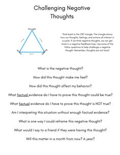 Cbt Challenging Negative Thoughts, Vulnerability Therapy Activities, Cbt Therapy Techniques Worksheets, Interactive Group Therapy Activities, Cbt Triangle, Cbt Therapy Techniques, Challenging Negative Thoughts, Challenge Negative Thoughts