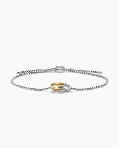 Petite Cable Linked Bracelet in Sterling Silver with 14K Yellow Gold, 15mm Boyfriend Jewelry Gifts, David Yurman Bracelet Stack, David Yurman Bracelets, David Yurman Cable Bracelet, 2024 Clothes, Linked Bracelet, Amulet Charm, Stackable Bangles