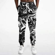 Black and White Oil Spill Unisex Cargo Joggers (Fleece Lined) – BigTexFunkadelic Cargo Sweatpants, Oil Spill, Cargo Style, Cargo Joggers, Jogger Sweatpants, Spandex Fabric, Fleece Fabric, Running Errands, Working Out