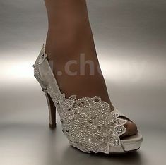 su.cheny 3" 4" heel White ivory lace pearl flower open toe Wedding Bridal shoes | eBay Lace Open Toe Wedding Shoes For Bridal Shower, Cream Lace Open Toe Wedding Shoes, Elegant Lace Open Toe Wedding Shoes, Lace Wedding Shoes Open Toe For Bridal Shower, Lace Open-toe Wedding Shoes For Bridal Shower, Lace Open Toe Wedding Shoes For Ceremony, Open Toe Lace Wedding Shoes, Lace Open Toe Wedding Shoes, Formal Lace Open Toe Wedding Shoes