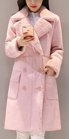 Pink Long Winter Coat (Beautiful) Elegant Pink Fur Coat For Fall, Pink Long Coat Outfit, Pink Long Coat For Winter, Pink Long Fur Coat For Fall, Chic Pink Long Coat, Feminine Pink Winter Outerwear, Elegant Pink Long Coat, Pink Long Coat With Pockets, Pink Long Coat