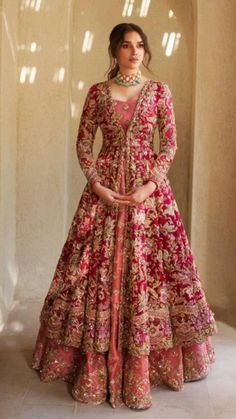 Anarkali For Bride, Red Bridal Anarkali Suits, Anarkali Dress For Engagement, Anarkali Suits For Engagement, Anarkali Bridal Dress, Desi Bridal Outfits, Wedding Anarkali Dress Indian Bridal, Engagement Anarkali Suits, Anarkali Bridal Suits