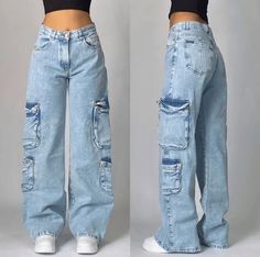 Get ready to elevate your street style with these blue jeans. With a sky blue hue and a stylish aesthetic, these jeans will have you turning heads wherever you go. Perfect for any fashion-forward individual looking to add a unique touch to their wardrobe. Style: Aesthetic Clothing, Aesthetic Pants Size:• S: Waist: 78 cm / 30.7 in, Hips: 108 cm / 42.5 in, Length: 104 cm / 40.9 in• M: Waist: 80 cm / 31.5 in, Hips: 110 cm / 43.3 in, Length: 105 cm / 41.3 in• L: Waist: 84 cm / 33.1 in, Hips: 114 cm / 44.9 in, Length: 106 cm / 41.7 in • XL: Waist: 88 cm / 34.6 in, Hips: 118 cm / 46.5 in, Length: 107 cm / 42.1 in • 2XL: Waist: 92 cm / 36.2 in, Hips: 122 cm / 48.0 in, Length: 108 cm / 42.5 in Material: CottonFree shipping WorldwideDelivery time: 15-35 days Gothic Jeans, Baggy Jeans Women, Estilo Harajuku, Y2k Harajuku, Style Gothic, High Waist Wide Leg Pants, Jean Vintage, Wide Trousers, Pants Fit