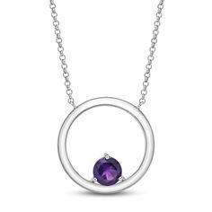 A beautiful round silhouette is accented by an elegant round-cut amethyst. Set in classic sterling silver, the 18-inch cable chain secures with a lobster clasp. Amethyst Set, Circle Necklace, Accessories Jewelry Necklace, Necklace Sterling Silver, Cable Chain, Sapphire Ring, Lobster Clasp, Round Cut, Jewelry Accessories