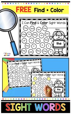 the sight words worksheet is shown with an image of a magnifying glass