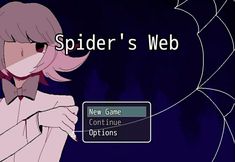 the spider's web logo is shown in front of a cartoon girl with pink hair