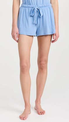 Eberjey The Shorts | Shopbop Solid Cotton Sleepwear With Elastic Waistband, Summer Sleepwear With Drawstring And Relaxed Fit, Casual Drawstring Sleepwear For Spring, Casual Spring Sleepwear With Drawstring, Casual Solid Color Sleepwear With Elastic Waistband, Summer Cotton Sleepwear With Drawstring, Cotton Summer Sleepwear With Drawstring, Versatile Cotton Bottoms For Relaxation, Relaxed Fit Cotton Bottoms With Gathered Waist