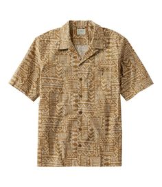 Our men's tropical shirt is extra-soft and breathable to keep you cool on the hottest days. Traditional Fit: Relaxed through the chest, sleeve and waist. 100% cotton. Machine wash and dry. Spread collar. Pigment-dyed fabric has a casual, weathered look. Straight hem with side vents for unrestricted movement. Fabric is lightly peached for extra softness. Imported. | Men's Tropics Shirt, Short-Sleeve Print, Cotton Cotton Camp Collar Top For Beach, Beach Cotton Top With Camp Collar, Beach-ready Cotton Camp Collar Top, Casual Brown Camp Shirt For The Beach, Casual Brown Camp Shirt For Beach, Brown Cotton Short Sleeve Shirt For Summer, Brown Camp Collar Shirt For Beach, Brown Hawaiian Short Sleeve Tops, Brown Short Sleeve Hawaiian Top