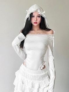 𝔇𝔢𝔱𝔞𝔦𝔩𝔰: Style: Egirl, Kawaii, Dollcore,Coquette Material: Lace In a pristine white shade, this shirt exudes purity and grace. The off-shoulder style enhances your femininity, while the delicate ribbon detail showcases your unique personality. Made with premium material, perfect for spring & summer Free Shipping with over 80 $ purchase! We ship worldwide!! SIZE CHEST SLEEVE WAIST LENGTHS 31 in 23 in 26 in 29 inM 33 in 23 in 27 in 30 inL 34 in 24 in 29 in 30 inItem measured by hands may ha White Fitted Off-shoulder Top For Spring, White Feminine Off-shoulder Tops, Feminine White Fitted Off-shoulder Top, Feminine Fitted White Off-shoulder Top, Feminine White Off-shoulder Tops, Fitted White Off-shoulder Top, Hooded Shirts, Coquette Ribbon, Off Shoulder Fashion