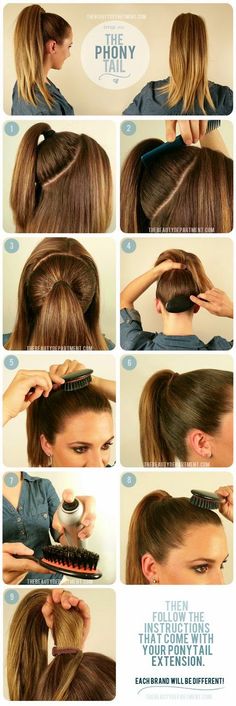 Aquí te mostraremos algunas ideas para que te peines tú misma o lo hagas a tus amigas, hermanas, primas, hijas,... para eventos o simplement... Fuller Ponytail, Ponytail Tutorial, Perfect Ponytail, Ponytail Hairstyle, Short Hairstyle, Prom Hairstyles, Hair Dos