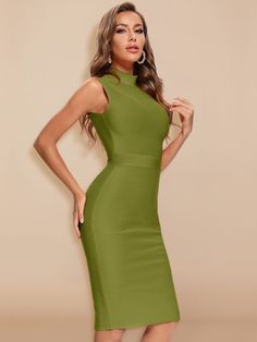 Turtleneck Sleeveless Split Celebrity Bodycon Midi Dress Hairstyles For High Neck Dresses, Lace Halter Dress, Turtleneck Sleeveless, Deep V Dress, Sleeveless Bodycon Dress, Bodycon Midi Dress, Dress Bodycon, 70 Dress, Turtle Neck Dress