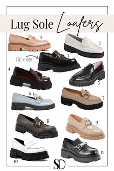 Spring Shoe Trends - One of my favorite trends of the season is lug sole loafers. Yes. They are still going strong for spring. #styledahlia #shoetrends #springshoes #casualshoes #loafers #lugsoleloafers Sepatu Platform, Loafers Outfit, Shoes Outfit Fashion, Fashion Vocabulary, Loafer Shoes Women, Shoe Trends, Girly Shoes, Aesthetic Shoes, Swag Shoes