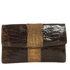 Genuine 100% Crocodile Hornback Clutch Bag With Chain Very Good Pre-Owned Condition Amazing Hornback Skin! Flap Front With Double Snap Close, Inside Back Wall Has Zip Pocket, Inside Front Wall Has Slip Pocket, Shoulder Chain. Antiqued Brasstone Chain Has 13 1/2" Drop. Approximate Dimensions: 11" Width X 7" High X 2 1/4" Depth Bag With Chain, Crocodile Bags, Front Wall, Shoulder Chain, Bags Handbags, Zip Pockets, Clutch Bag, Shoe Accessories, The 100