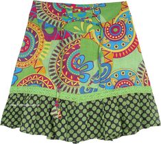 Summer Floral Printed Short Cotton Skirt in XS to S | Short-Skirts | Green | Patchwork, Lace, Junior-Petite, Vacation, Beach, Floral, Printed Cotton Hippie Mini Skirt, Hippie Cotton Mini Skirt, Bohemian Cotton Fitted Mini Skirt, Hippie Style Cotton Mini Skirt, Bohemian Fitted Cotton Mini Skirt, Fitted Bohemian Cotton Mini Skirt, Bohemian Skirted Patchwork Bottoms, Bohemian Patchwork Skirted Bottoms, Hippie Cotton Mini Skirt For Festivals