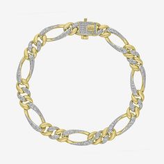 Circumference: 8 1/2 InchDiamond Clarity: I2-I3Jewelry Closure: Box ClaspLink Construction: SolidSetting: ProngStone Cut: RoundDiamond Color: I-JMetal Color: YellowChain Length: 8 1/2 InchChain Width: 10 MillimetersRounded Carat Weight: 2 Ct. T.w.Chain Construction: CubanCare: Wipe CleanStone Type: 120 Natural DiamondAuthenticity: Natural DiamondBirthstone: April BirthstoneBracelet Type: Chain BraceletsMetal: 10k GoldCountry of Origin: Imported Cuban Chain Bracelet, Bracelets Chain, Chain Bracelets, Watch Chain, Cuban Chain, 10k Gold, White Diamond, Chain Bracelet, Jewellery And Watches