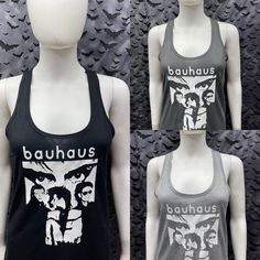 This is a Bauhaus long tank top with racer back. This has a Bauhaus image screen printed on the front. Available in Black, light gray and dark gray. Sixes Small to Extra Large. 60% cotton/ 40% polyester These are handmade screen-printed and slightly vary from the photo. Please feel free to email me any questions. Thanks for looking. Due to an influx of incorrect addresses if a package is returned, you must pay the shipping cost to resend the item to you. I do not do exchanges and I do not take r Goth Outfit Ideas, Long Tank Top, Goth Outfit, Long Tank Tops, Long Tank, Goth Outfits, Top Sleeveless, Black Light, Bauhaus