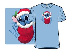 Alien Stocking Stuffer Crew Neck T-shirt With Graphic Design For Gift, Graphic Tee Tops As Gift, Graphic Tee With Graphic Design For Gift, Graphic Tee With Graphic Design As Gift, Cute Blue T-shirt For Gift, Graphic Tee With Sublimation Print For Gift, Graphic Tee With Sublimation Print As Gift, Fun Blue T-shirt For Gift, Blue Screen Print T-shirt As Gift