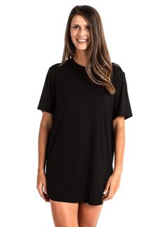 Leo T-shirt Nightgown with Pocket - JuJu Jams Short Sleeve T-shirt With Pockets For Loungewear, Black Short Sleeve Nightgown For Loungewear, Black Tops With Pockets For Loungewear, Cotton T-shirt With Side Pockets For Loungewear, Casual Cotton Tops For Night, Cotton Crew Neck Nightgown For Bedtime, Black Short Sleeve Tops For Lounging, Black Short Sleeve Sleep Top, Black Short Sleeve Nightgown For Sleep