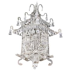 a crystal chandelier hanging from the ceiling on a white background with clippings