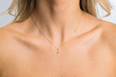 Show off this beautiful gold filled patterened cross that hangs from a dainty shimmering 14k gold filled chain and finished off with a 14k gold filled round spring clasp. Very sparkly and shimmery. Great to wear on its own or for necklace layering. Makes the perfect gift for a loved one or yourself! ITEM DETAILS * * 14k Gold Filled/Sterling Silver Cross 10.2x16.4mm * * 14k Gold Filled/Sterling Silver flat cable chain *Picture Size: 16 inches (Picture 2) All of the components in this piece are 14 14k Gold Filled Cross Pendant Jewelry With Adjustable Chain, Dainty Gold Crucifix Jewelry, Gold Cross Necklace In 14k Gold Filled, Gold Jewelry With Cross Pendant For Everyday, Elegant 14k Gold Filled Cross Jewelry, Everyday Gold Plated Cross Jewelry, Dainty Jewelry With Adjustable Chain And Cross Pendant, Delicate Cross Jewelry Gift, Gold Cross Charm Necklaces In 14k Gold Filled