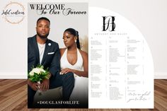 a wedding program with an image of the bride and groom on it's front cover