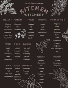 Kitchen herbs and spices used in witchcraft for the everyday witch. Witches Kitchen, Wicca Recipes, Witchy Kitchen, Kitchen Witch Recipes, New Moon Rituals