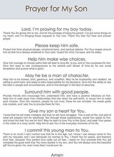 the prayer for my son is shown in this screenshot