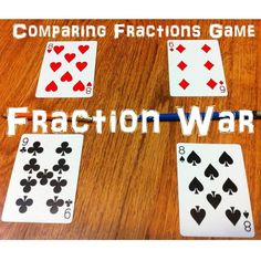 Fraction Games to be Used in the Classrooms Click Here to download the PDF version FREE. (and file it away for later) Materials: Deck of Cards Pencil Paper Pencils Fraction War Students take turns playing "war" using a deck of cards and a pencil to act as the fraction line. The pair of students must… Math Games Fractions, Fraction Activity 3rd Grade, Fraction Games For Kids, Fractions Games, Math Fraction Activities, Fractions Activities, 4th Grade Fractions, 3rd Grade Fractions, Fractions And Decimals