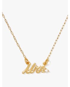 Say Yes Mrs Necklace | Kate Spade New York Cubic Zirconia Pendant Charm Necklaces With Adjustable Chain, Kate Spade Necklaces For Wedding, Delicate Chain Cubic Zirconia Charm Necklace For Anniversary, Kate Spade Gold Pendant Necklace, Kate Spade Gold Pendant Jewelry, Elegant Kate Spade Necklace With Adjustable Chain, Elegant Kate Spade Jewelry With Adjustable Chain, Anniversary Charm Necklace With Cubic Zirconia And Adjustable Chain, Anniversary Charm Necklace With Adjustable Chain And Cubic Zirconia