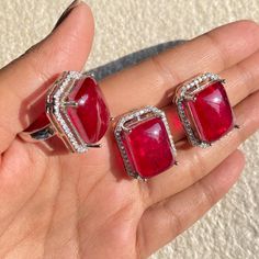 Ruby Diamond Earrings and ring features doublet stone surrounded by CZ diamonds. Perfect for any special occasions. These Statement studs will surely elevate your whole look. Perfect for bride gift or gift for mom. *𝐏𝐑𝐎𝐃𝐔𝐂𝐓 𝐃𝐄𝐓𝐀𝐈𝐋* * 𝐌𝐚𝐭𝐞𝐫𝐢𝐚𝐥: Brass * 𝐏𝐥𝐚𝐭𝐢𝐧𝐠: White Rhodium Plated * 𝐒𝐭𝐨𝐧𝐞: AAA-quality CZ Diamond & Ruby. 𝐕𝐢𝐬𝐢𝐭 𝐎𝐮𝐫 𝐅𝐀𝐐𝐬 𝐟𝐨𝐫 𝐒𝐡𝐢𝐩𝐩𝐢𝐧𝐠 𝐏𝐨𝐥𝐢𝐜𝐢𝐞𝐬 𝐚𝐧𝐝 𝐂𝐚𝐫𝐞 𝐈𝐧𝐬𝐭𝐫𝐮𝐜𝐭𝐢𝐨𝐧 *𝐃𝐈𝐒𝐂𝐋𝐀𝐈𝐌𝐄𝐑* * Product color Luxury Ruby Diamond Earrings For Anniversary, Ruby Diamond Earrings, Red Ruby Earrings, Ruby Earring, Ruby Earrings, Bride Gift, Ruby Diamond, Red Ruby, Cz Diamond