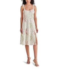 Steve Madden Carlynn Floral Print Eyelet Sweetheart Neck Sleeveless Tie Strap Midi Dress | Dillard's Floral Print Sundress With Straight Neckline For Brunch, Floral Print Sundress With Straight Neckline, Spring Sundress With Sweetheart Neckline And Smocked Back, Spring Sundress With Smocked Back And Sweetheart Neckline, Garden Party Sundress With Sweetheart Neckline And Tie Straps, Casual Sundress With Straight Neckline And Floral Print, Garden Party Sundress With Tie Straps And Straight Neckline, Sweetheart Neckline Sundress With Tie Straps, Casual Sundress With Straight Neckline For Garden Party