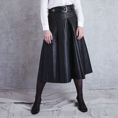 Asos Faux Leather Skirt. Worn Once For A Photoshoot. Basically Brand New!!! Black Skirt With Belt Loops For Fall, Office Skirt With Belt Loops For Fall, Fall Flared Skirt With Belt Loops, Chic Skirt With Belt Loops For Fall, Fitted Winter Skirt With Belt Loops, Fall Formal Belted Skirt, Chic Fitted Faux Leather Pleated Skirt, Chic Leather Pleated Skirt For Fall, Fitted Faux Leather Pleated Skirt For Fall