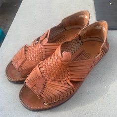 Bought These Brand New For $80 In A Size 9. I Wore A Few Times But They Are Too Big For Me, More Of A Size 10. From Manufacturers Website: Sidrey Is The Premier Brand For Huarache Sandals. Handcrafted With Authentic Leather And With An Attention To Detail These Huaraches Are Stylish, Comfortable, And Durable. With A Focus On Style, Craftsmanship, And Tradition -- Making Huaraches Available In Whole And Half Sizes. Brown Huarache Sandals With Leather Footbed For Summer, Vintage Closed Toe Beach Sandals, Summer Brown Huarache Sandals With Leather Footbed, Vintage Closed Toe Sandals For Beach, Spring Brown Woven Leather Huaraches, Brown Leather Footbed Huarache Sandals For Beach, Brown Huarache Sandals With Leather Footbed For Vacation, Brown Leather Footbed Huarache Sandals For Vacation, Brown Slip-on Huarache Sandals For Summer