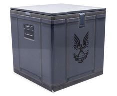 a large plastic storage box with an eagle decal on the front and side panels