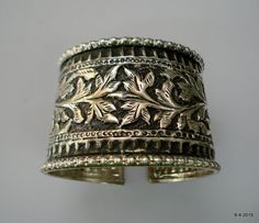 "Ethnic sterling silver cuff bracelet bangle from Rajasthan India. Great handmade design, Good for jewellery collection. Note - Please check pictures carefully for more detail. Inner circumference - 17 cm (6.7\") width max.- 4.7 cm (1.85\") weight - 94 grams material - Good sterling silver." Handmade Ornate Cuff Bracelet, Handmade Antique Silver Sterling Bangle Bracelet, Bohemian Sterling Silver Bracelet With Oxidized Finish For Wedding, Bohemian Sterling Silver Bangle In Gold, Ornate Oxidized Cuff Bracelet Bangle, Ornate Oxidized Bangle Cuff Bracelet, Ornate Cuff Bracelet For Festivals, Ornate Handmade Bangle For Festivals, Handmade Ornate Bangle For Festivals