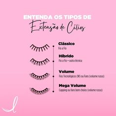 Essa é uma dúvida recorrente aqui na loja! Esse post é super didático para vocês entenderem exatamente como é cada tipo de extensão de cílios. Me conta, qual o seu favorito? 😍 #lashdesigner #lash #extensaodecilios #extensionista #lashextensions Eyelash Extensions, Henna, Makeup