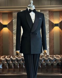 This men's black tuxedo suit is a must-have for any modern gentleman's formal wear collection. When you want to make a stylish entrance at your next event, this stunning slim-fit black blazer will help you do just that. Crafted from high-quality materials, this single-breasted tuxedo jacket is fully lined and features two exterior pockets. Perfect for formal occasions, this tuxedo ensures you look sharp and confident, offering great versatility and a flattering fit for your body. Remarks : Dry Clean Only Silk Satin Shawl collar Material: 65% Polyester, 32% Viscose, 3% Lycra Cutting: Single Button, Double Slits Package included : Jacket, Vest & Pants Men’s Tuxedo Prom, Tux For Prom, Mens Suit For Wedding, Slim Fit Groom Suit, Black Tuxedo Wedding, Tuxedo Prom, Black Tuxedo Suit, Mens Formalwear, Suit For Wedding