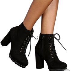 Casual Block Heel Lace-up Boots, Casual Lace-up Heeled Boots For Party, Casual High Heel Lace-up Boots For Night Out, Casual Suede Heeled Boots For Night Out, Chic Black Lace-up Boots, Casual Lace-up Heeled Boots For Night Out, Casual Lace-up Boots For Parties, Casual Lace-up Boots For Night Out, Ankle Boots Platform