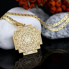 Welcome to Miss Karma Jewelry Sri Yantra jeweled necklace on 925 silver and 14k solid real gold. -DETAİLS - You can write on the back of the necklace. - The model length in the photo is 24 mm. - 14 carat solid gold or 925 sterling silver - The necklace/pendant can also be purchased without a chain. - You can choose the material you want and the production will be done accordingly. -The thickness of silver and plated pendants is 1,2 mm. -The thickness of the gold necklace is 0,8 mm. -DESCRIPTION - Material High Quality 925 Sterling Silver, 14 Karat Gold - Plating Gold, Silver, Rhodium plating, Gold plating, Gold gilding - This product is handcrafted in our workshop. A beautiful gift for yourself, your family and friends. - Visit our store for all our jewellery. -HOWTOORDER - Simply select t Spiritual Yellow Gold-plated Necklaces, Spiritual Yellow Gold Plated Necklaces, Yellow Gold Plated Spiritual Necklace, Spiritual Yellow Gold Brass Jewelry, Spiritual Gold-plated Tarnish-resistant Necklaces, Spiritual Gold-plated Engraved Necklaces, Spiritual Gold Sterling Silver Jewelry, Spiritual Engraved Gold-plated Necklaces, Spiritual Engraved Gold Plated Necklaces