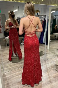 The red sequin mermaid party dress features spaghetti straps, v neck, a side slit, and a lace-up back. SKU: 3057 Material: Sequin Lace-up back Ship in 7-10 business days Fully lined Built-in bra Size: US 2-16. We offer free returns in 7 days. Please refer to our return policy page for more details. If you have any questions, please get in touch with us at service@dressesforparty.com. Prom Dress Inspo, Strapless Prom Dresses, Spaghetti Strap Prom Dress, Prom Dress Inspiration, Cute Prom Dresses, Red Prom, Pretty Prom Dresses, A Line Prom Dresses, Grad Dresses