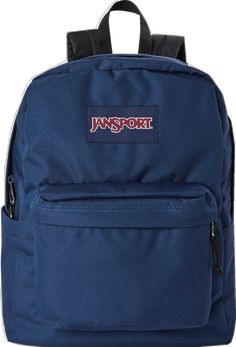 Casual School Backpack With Logo Patch, Daily Use Backpack With Logo Patch, Casual Navy School Backpack, Casual Navy Standard Backpack, Casual Navy Backpack For Daily Use, Casual Everyday Backpack With Logo, Casual Logo Backpack For Everyday Use, Casual Everyday Backpack With Logo Patch, Casual Navy Rectangular Backpack