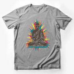 Vibrant Buddha Meditation Graphic Tee, Spiritual Zen Yoga T-Shirt, Unisex Mindfulness Shirt, Colorful Buddhist Art Top, Gift Idea Male T-Shirt Custom graphic T-Shirt.Customize your color Meditation Graphic, Art Top, Zen Yoga, Buddha Meditation, Yoga Tshirt, Funny Graphic Tees, Buddhist Art, Statement Shirt, Casual Summer Shirts