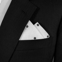 Dress Up Your Suit Or Sport Coat With A Pre-Folded Pocket Square. It's Easy To Use And Looks Like A Well Placed Pocket Square. Just Slip The Insert Into Your Breast Pocket And Adjust Height To Your Taste. Trim Bottom Of Card If You Want Less Pocket Square Showing. Color - White With Black Polka Dots 2 Point Handkerchief Style Pre-Folded - Reversible Ready To Insert In Breast Pocket 55% Linen And 45% Cotton Made In Usa From Imported Material *Price Is Firm Elegant White Pocket Square For Business, Classic White Pocket Square For Formal Occasions, Classic Black Pocket Square, Classic Cotton Handkerchiefs For Formal Occasions, Classic White Handkerchiefs For Business, Classic Cotton Formal Handkerchiefs, Elegant White Handkerchiefs For Business, Elegant Black Pocket Square For Semi-formal Occasions, Classic Cotton Pocket Square For Formal Events