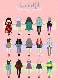 an illustration of six different types of women's clothes and their names on them