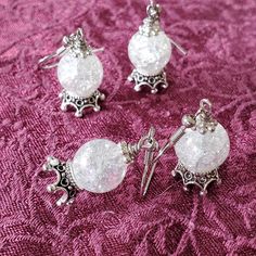 "Part of my Seance Collection, these little crystal balls convey a bit of mystery & a little whimsy. Earrings measure 1.5\" in length from the top of the nickel-free earring hook. Please see photos for details. Your order will arrive gift boxed.  Please let me know if you have any questions.  Thank you for looking.  Blessed be." Crystal Ball Earrings, Blessed Be, Crystal Balls, Moon And Star Earrings, Selenite Crystal, Earring Hook, Nickel Free Earrings, Ball Earrings, Labradorite Crystal