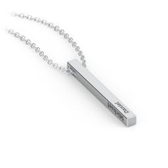 Sterling Silver Vertical 3D Bar with Engraving | Jewlr Photo Pendant, Mothers Necklace, Bangle Bracelets With Charms, Diamond Charm, Silver Engraving, Silver Prices, Bar Pendant, Gold Price, Lab Diamonds