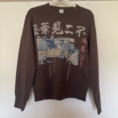 Ut Museum Of Fine Arts Boston/ Uniqlo Edo Ukiyo Museum Of Fine Arts Boston Collab Sweatshirt. New With Tags Never Worn. Long Sleeve Crewneck. Katsushika Hokusai Is The Artist. Size Xxs. New With Tags, Never Worn La Printed Crew Neck Casual Sweatshirt, Casual Printed Crew Neck Sweatshirt, Brown Long Sleeve Top With Graphic Print, Casual Printed Relaxed Fit Sweatshirt, Brown Graphic Print Long Sleeve Sweatshirt, Brown Long Sleeve Sweatshirt With Graphic Print, Printed Long Sleeve Cotton Sweatshirt, Long Sleeve Printed Cotton Sweatshirt, Printed Cotton Long Sleeve Sweatshirt