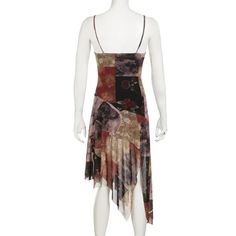 Please refer to our sizing chart for a guideline when choosing a size. 5 business days order processing time. 90% polyester 10% spandex Fitted Midi Dress With Floral Print And Handkerchief Hem, Fitted Patchwork Dress With Spaghetti Straps, Summer Fitted Midi Dress With Irregular Hem, Moda Cyberpunk, Cape Scarf, Cami Midi Dress, Moda Punk, Patchwork Print, Crop Top Blouse