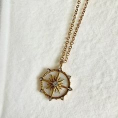 Pearlescent White Starburst Pendant Necklace Vintage Gold Pendant, Turquoise Jewelry Necklace, Sun Vintage, Starburst Pendant, Necklace Sun, North Star Necklace, Magnetic Necklace, Ruby Pendant, Gem Necklace